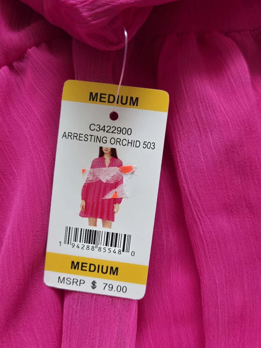 NWT Vince Camuto Tiered Ruffle Chiffon Dress Pink Arresting Orchid size Medium - Picture 5 of 5
